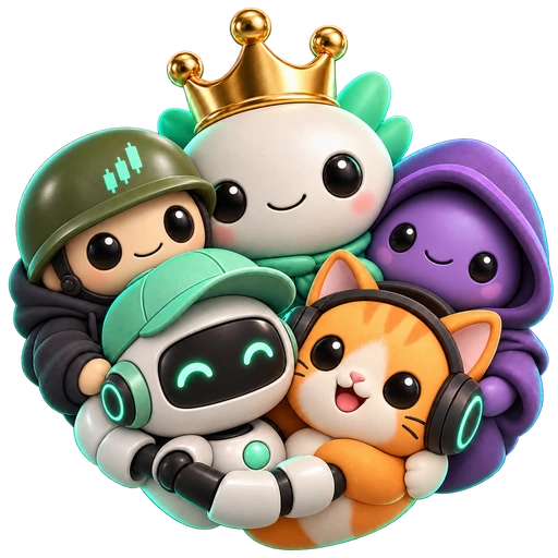 Five Season 1 characters in a team huddle